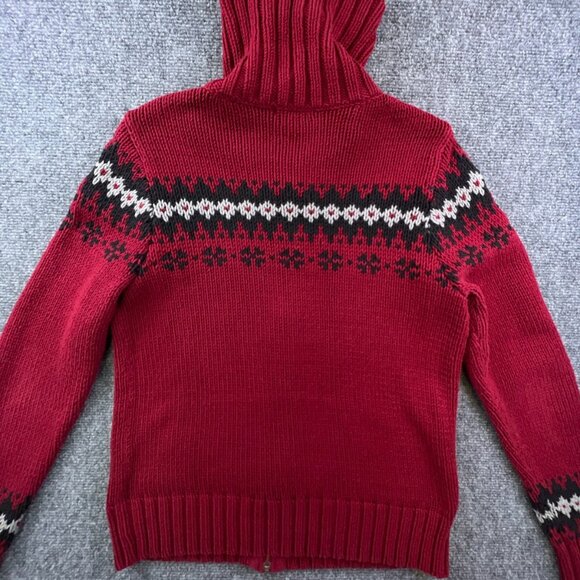 Eddie Bauer Knit Sweater Small Red Full Zip Outdoor Long Sleeve Fair Isle - Picture 10 of 10